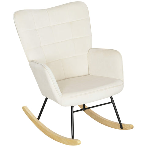 Rootz Rocking Chair - Nursing Chair - Relaxation Chair - Velvet Padding - 98cm x 71cm x 101cm