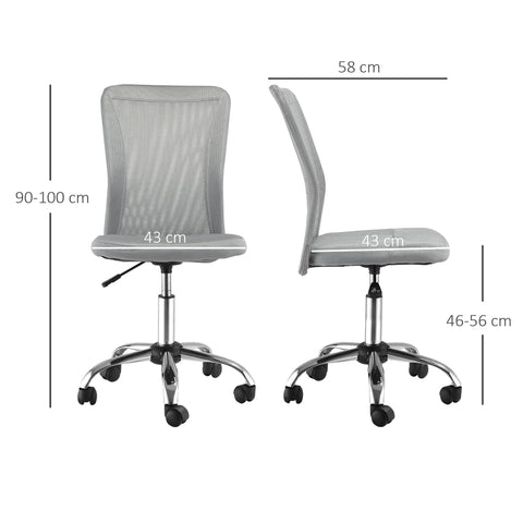 Rootz Ergonomic Office Chair - Desk Chair - Swivel Chair - Height Adjustable, 360° Rotation, 43L x 58W x 90-100H cm - Chrome Base
