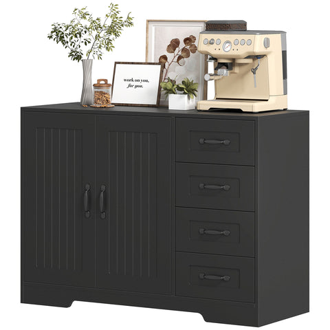 Rootz Black Sideboard - Modern Chest of Drawers - Storage Cabinet - Ample Storage - 105 x 40 x 76 cm