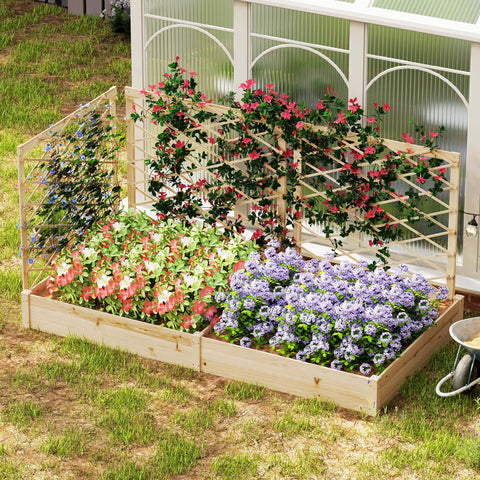 Rootz Jardinière Wooden Flower Box - Planter with Grids - Raised Garden Bed - Open-floor Design - 222cm x 114cm x 109cm