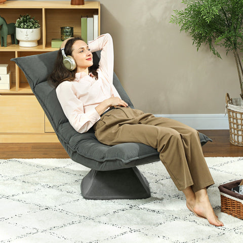 Rootz Floor Armchair - Modern Upholstered Chair - Rotatable Chair - 5-Fold Adjustable Backrest - Grey - 62cm x 70cm x 95cm