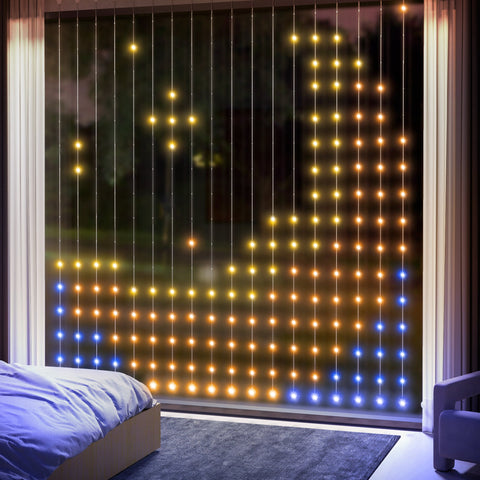 Rootz Curtain with 400 LED Lights - String Lights - Dynamic Lighting - Music Sync - Wi-Fi Control - 300cm x 300cm