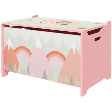 Rootz Storage Box with Lid – Toy Organizer – Kids Chest – Extra Storage – Safety Hinge, Cute Animal Design, 60 x 37 x 39cm, Pink and White