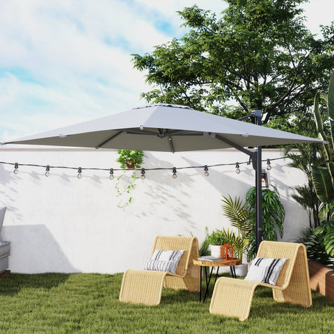 Rootz 360° Rotatable Parasol - Cantilever Umbrella - Patio Sunshade - Optimal Sun Protection - 365cm x 297cm x 256cm