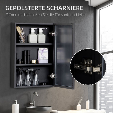 Rootz Mirror Cabinet - Wall Mounted Organizer - Bathroom Storage - Space-Saving - Rustproof Hinges - Stainless Steel - 40cm x 12cm x 60cm