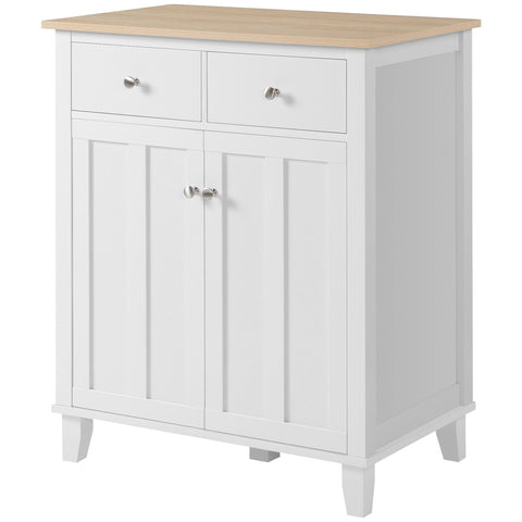 Rootz Kitchen Cabinet - Side Cabinet - Storage Cabinet - Country Style Design - 76 x 48 x 91 cm - White & Brown