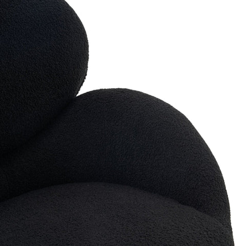 Rootz Teddy Velvet Dressing Chair - Velvet Accent Chair - Upholstered Seating - Comfortable High-Density Foam - 74.1cm x 77.9cm x 81cm, Black