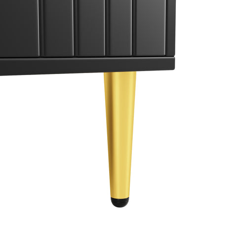 Rootz Black Sideboard - Buffet Table - Storage Cabinet - Unique Shaft Design - Elegant Dining Room Addition - 152cm x 40cm x 75cm