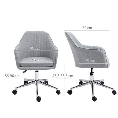 Rootz Ergonomic Office Chair - Adjustable Swivel Chair - Contemporary Linen Seating - Comfort & Style - 61cm x 59cm x 86-96cm
