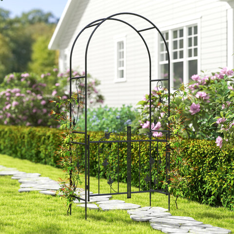 Rootz Garden Arch Steel Rose Arch - Decorative Arches - Ceremony Decor - Privacy with Double Gate - 107 x 45 x 217 cm