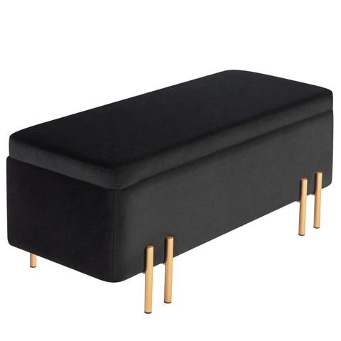 Rootz Upholstered Bench - Storage Bench - Bed Bench - Extra Storage - 100 x 40 x 42 cm - Black