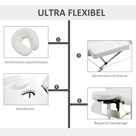 Rootz Folding Massage Table - Portable Spa Bed - Adjustable Therapy Table - Height-Adjustable - Sturdy Aluminum Frame - Comfortable Foam Padding - 215W x 60D x 61-84H cm