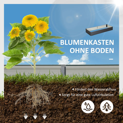 Rootz Steel verhoogd bed - tuinplanter - groentebed - roestbestendig - onkruidbestrijding - eenvoudige montage - 241 cm x 90,5 cm x 30 cm