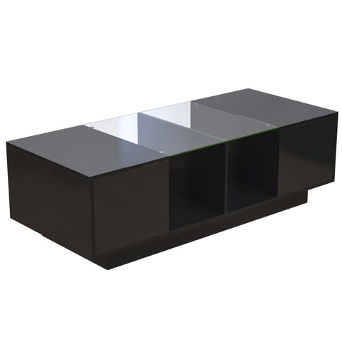 Rootz High Gloss Coffee Table - Modern Table - Living Room Centerpiece - LED Lighting - 120L x 50W x 37H cm