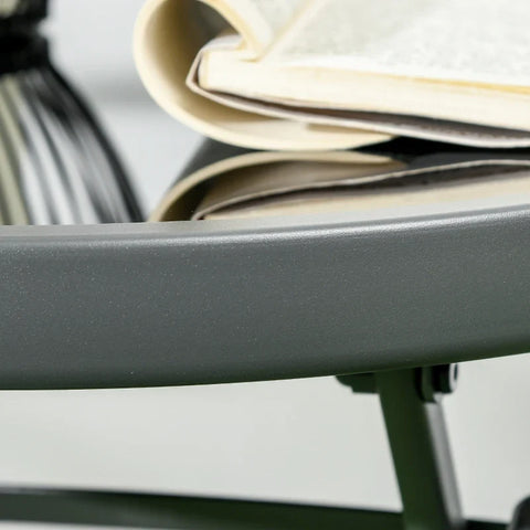 Rootz Outdoor Bistro Furniture Set - Garden Bistro Set - Folding Bistro Set - Tempered Glass - Mesh Fabric - Light Gray - 53.5cm x 64cm x 93cm