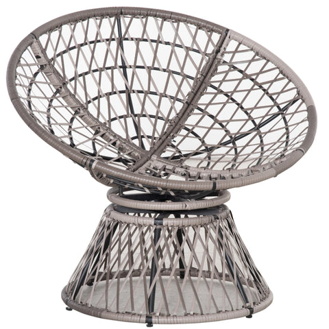 Rootz Papasan Chair - Wicker Chair - Rattan Chair - 360-Degree Rotation - Removable Cushion - Galvanized Steel Frame - W87 x D97 x H86 cm