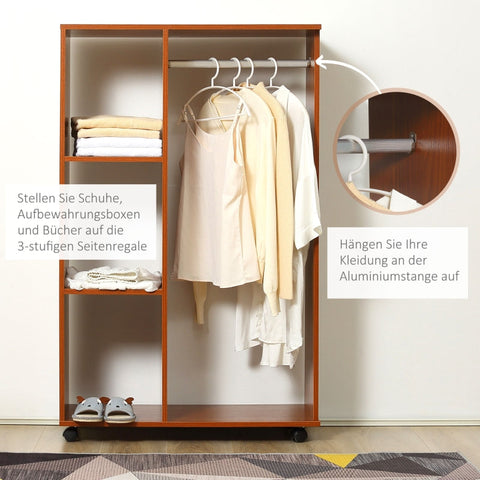 Rootz Mobile Wardrobe - Rolling Closet - Portable Wardrobe - Ample Storage - Easy Mobility - Durable Design - 80cm x 40cm x 128cm