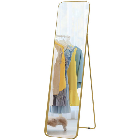 Rootz Full Body Mirror - Freestanding & Tiltable - Metal Frame - Elegant Gold Finish - 160 x 40 cm - Ideal for Hallways and Bedrooms