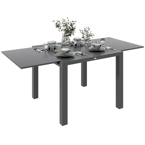 Rootz Expandable Garden Table - Outdoor Table - Aluminum Dining Table - Seats 6 - 80/160L x 80B x 75H cm - Anthracite Gray