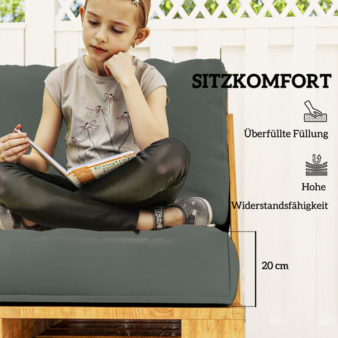 Rootz Pallet Pillow 2 Set - Receptive Seat Cushion - Pallette Cushion with Backrest - Maximum Comfort - 120x80x20cm - Grey