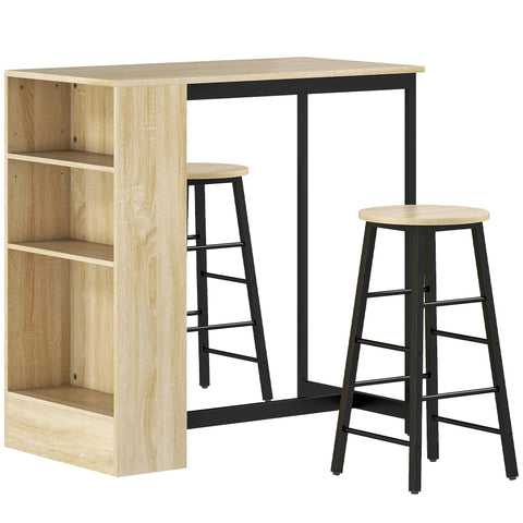 Rootz 3-Part Bar Table Set - Pub Table - High Top Table Set - Space-Saving - 91cm x 49cm x 91cm