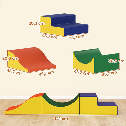 Rootz 3-Part Climbing & Crawling Set - Toddler Gym Blocks - Soft Play Modules - Enhances Motor Skills - 141cm x 45.7cm x 20.1cm