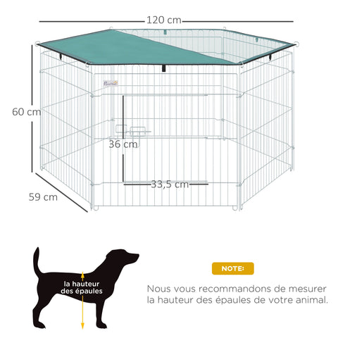 Rootz Modular Steel Run - Pet Enclosure - Animal Playpen - Robust & Expandable - 120 x 60 cm - Indoor/Outdoor Use