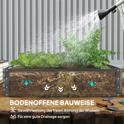 Rootz Garden Bed Planter Box - Planting Box - Steel Housing - Space-Saving - 120 x 120 x 30 cm