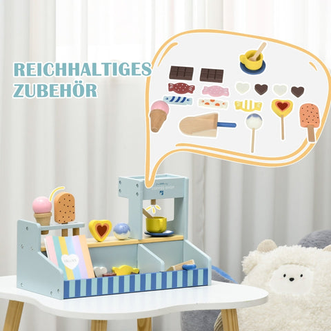 Rootz Ice Cream Wooden Toy - Playset for Kids - Educative Toy - Imaginative Play - Child-Friendly Materials - 42cm x 20cm x 24.5cm