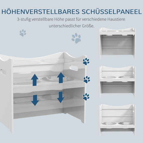 Rootz Adjustable Feeding Station - Durable Pet Feeder - Stylish Dog Bowl Stand - Ergonomic Design - Easy to Clean - 54cm x 31.5cm x 47cm - MDF & Stainless Steel