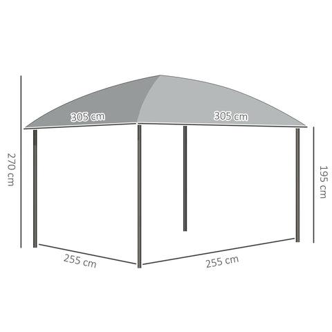 Rootz Garden Pavilion - Aluminum Structure - Polycarbonate Roof - Waterproof UV Protection - 305cm x 305cm x 270cm