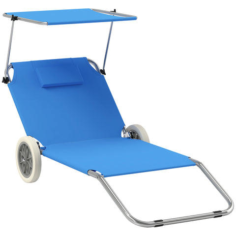 Rootz Foldable Sun Lounger - Beach Lounger - Garden Lounger - Adjustable Backrest - 62cm x 148cm x 85cm