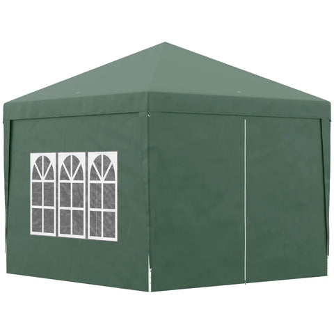 Rootz Camping Gazebo - Wedding Party - Canopy Tent Marquee - Pop Up Gazebo - Carry Bag - Windows - Steel Frame - Green - 2.95 x 2.95 m x 2.58m
