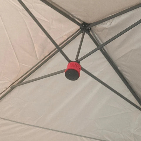 Rootz Folding Gazebo - Easy To Set Up - 1-button System - Wheeled Bag - Height Adjustable - Metal Frame - Steel - Oxford Polyester - Beige - 3.6 X 3.6m