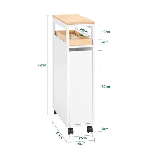 Rootz Slim Rolling Kitchen Cart - Space Organizer - Mobile Storage - Maximizes Space - 20x79x51cm