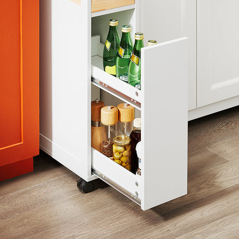 Rootz Slim Rolling Kitchen Cart - Space Organizer - Mobile Storage - Maximizes Space - 20x79x51cm