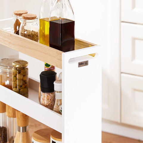 Rootz Compact Bathroom Roller Cart - Mobile Storage Unit - Narrow Slim Organizer - Easy to Move - 15x80x50cm