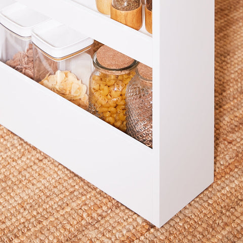 Rootz Compact Bathroom Roller Cart - Mobile Storage Unit - Narrow Slim Organizer - Easy to Move - 15x80x50cm