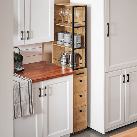 Rootz Storage Cabinet - Organizer - Rolling Shelf - Space-Saving - 20cm x 170cm x 40cm