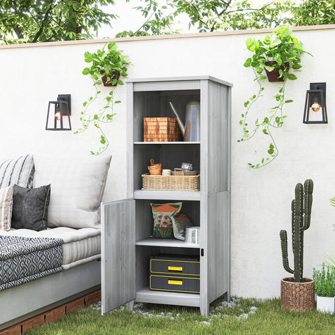 Rootz Garden Shed - Outdoor Storage Cabinet - Wooden Tool Shelter - Slim Design - Fir Wood - 60cm x 60cm x 160cm