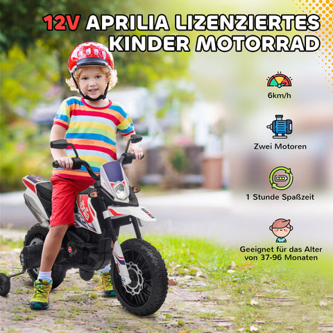 Rootz 12V Kids Motorcycle with Training Wheels - Electric Bike - Ride-On Toys - Smooth Ride - 106.5cm x 56cm x 80cm