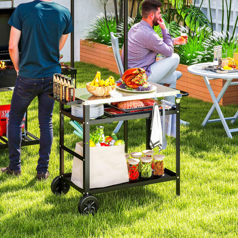 Rootz Grill Car - BBQ Serving Cart - Grill Table - Robust & Easy Clean Surface - Stainless Steel - 100x52x80cm Black, Grey