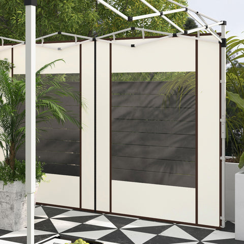 Rootz 2-Pack Gazebo Side Walls - Tent Panels - Outdoor Curtains - Durable Oxford Fabric - 295cm x 195cm x 2H - Fits 3x3m/3x6m Gazebos