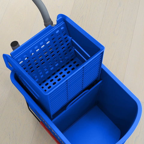 Rootz 20L Mop Bucket with Wringer - Rolling Mop Bucket - Cleaning Trolley - Effortless Movement - 60cm x 27cm x 70.5cm