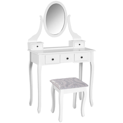 Rootz Dressing Table Set - Hairstyle - Friction Table - Spacious Storage - 80x40x140cm - White