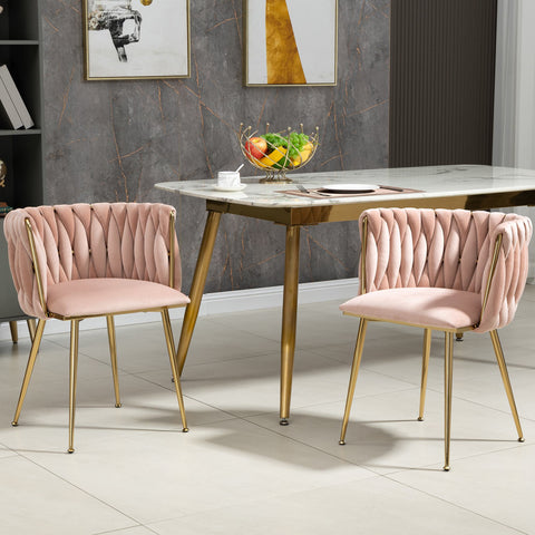 Rootz 2 Piece Luxury Velvet Dining Chairs - Modern Dining Chairs - Upholstered Chairs - Comfort & Style - 55.5L x 54W x 74H cm