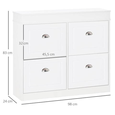 Rootz Shoe Cabinet with 4 Drawers - Storage Unit - Modern Organizer - Holds 32 Pairs - 98cm x 24cm x 83cm