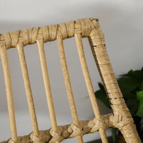 Rootz Swivel Garden Chair - Artificial Rattan Seat Basket - Aluminum Frame - Seat Cushion - Natural + Cream - 65 x 70 x 66 cm