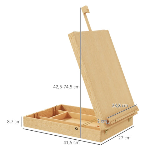 Rootz Table Easel - Artist Easel - Painting Stand - Robust & Durable - Compact & Portable - Versatile & Adjustable - 27cm x 41.5cm x 74.5cm - Beech Wood