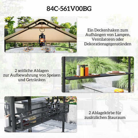 Rootz BBQ Tent - Grill-Zelt - Garden Pavilion - Air Circulation - 240cm x 150cm x 257cm